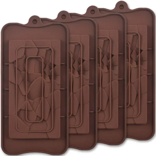 Vista 6 de ionEgg Break Apart - Moldes de silicona para barra de chocolate, marca de flor de rosa, moldes caseros de barras de proteínas y energía, 4 paquetes