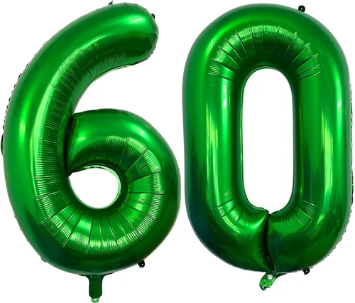 Vista 20 de Globos de color verde oscuro con el número 10 de 40 pulgadas, globos de helio de papel de aluminio de 10 pulgadas para decoración de eventos de 10º