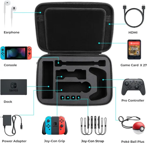 Vista 2 de Mumba Funda de transporte de lujo para Nintendo Switch OLED y Nintendo Switch bolsa de almacenamiento de viaje de gran capacidad para consola Switch