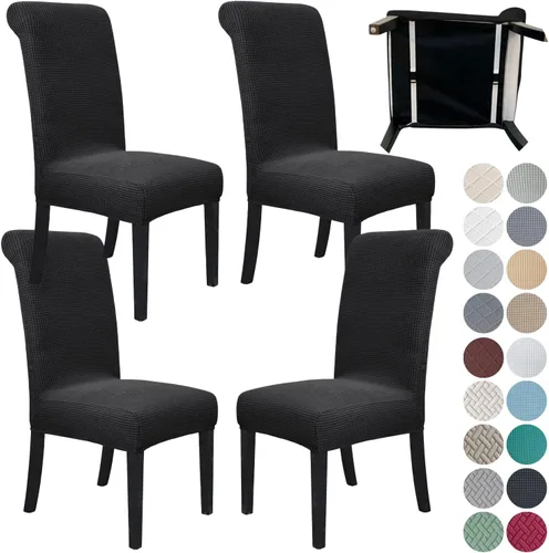 Vista 16 de SPRINGRICO Paquete de 6 fundas para sillas de comedor con cinturón de seguridad, fundas elásticas para sillas Parsons lavables, fundas protectoras