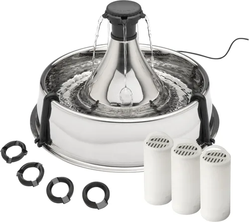 PetSafe Stainless Multi-Pet Fountain with Carbon Filters Great for Multiple Pet Households Customizable Stream Options Scratch and Rust Resistant