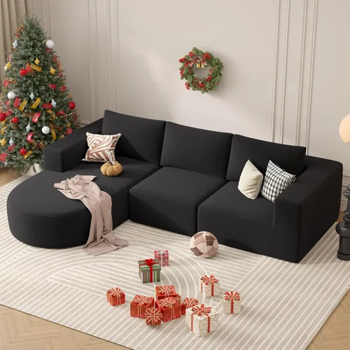 Vista 8 de Sofá cama modular, sofás de nube convertibles para sala de estar, 2 tumbonas de pana sin hueso, sofá cama de gran tamaño para dormitorio,