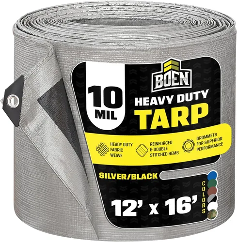 Vista 47 de Lona resistente impermeable Marrón/plata, 6' x 8' de 10 mil de grosor Lonas a prueba de rasgaduras Material de tejido grueso, resistente a