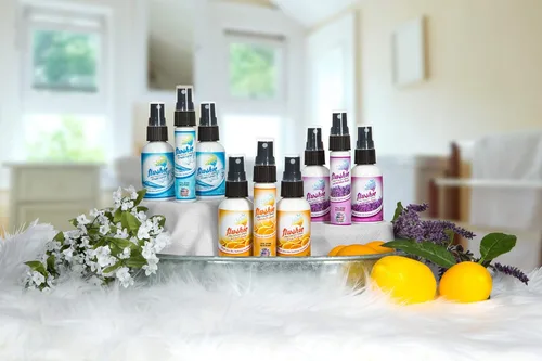 Vista 6 de Flushie - Aerosol para preinodoro de 1 oz, mezcla surtida, paquete de 4 y 16 onzas de repuesto de lavanda