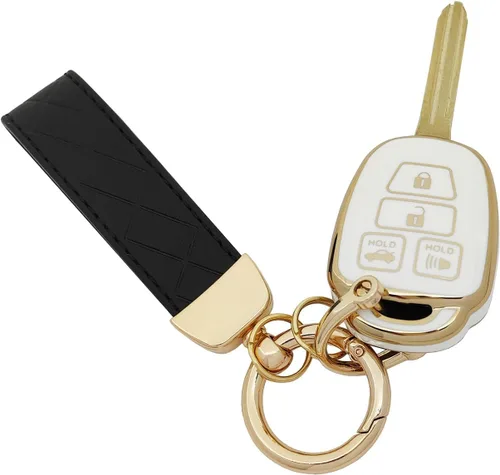 Vista 8 de Funda protectora de TPU para llavero compatible con Toyota Camry 2012-2017 2014-2017 Corolla Smart Remote Key Fob (negro)