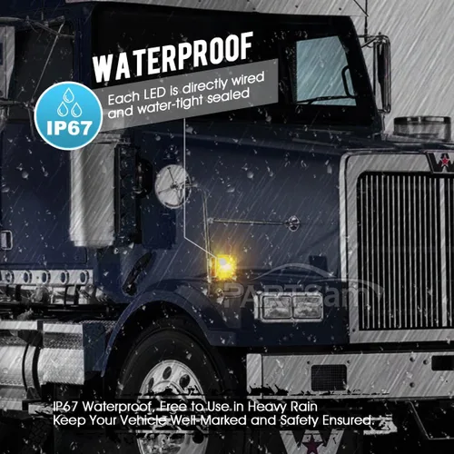 Vista 2 de Partsam, luces ledes para camión o remolque, cuadradas, de doble cara, ámbar/rojo (2 paquetes, 39 unidades), para Peterbilt, Freightliner, Kenworth