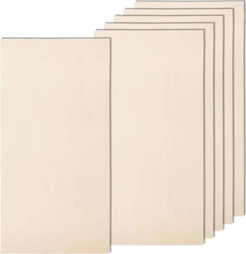 Vista 12 de Paquete de 6 hojas de madera de tilo de 10.7 x 7 x 1/4 pulgadas-6mm de grosor para manualidades, hojas de madera contrachapada sin terminar, paneles