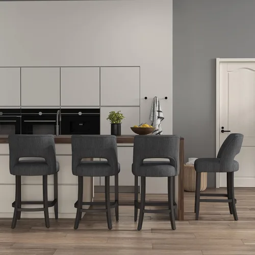 Vista 11 de VKNOW Juego de 2 Taburetes de Bar, Taburetes de Bar Tapizados de Altura de Mostrador, Taburetes Modernos de Mostrador con Patas de Madera para Isla