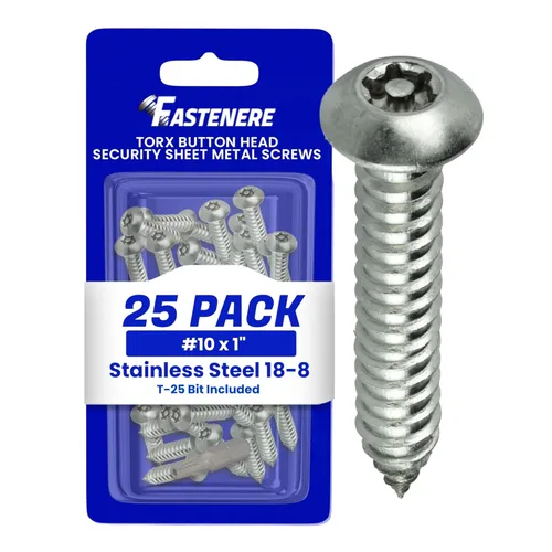 Vista 13 de Fastenere Torx - Tornillos de chapa de seguridad #6 x 1-1/2 pulgadas (paquete de 25) con cabeza de botón, resistentes a manipulaciones, tornillos