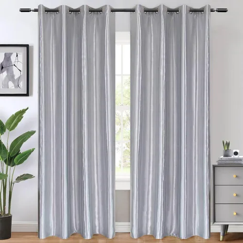 Vista 9 de Cortinas plateadas para dormitorio 2 paneles, gris con aislamiento térmico, cortinas y cortinas de oscurecimiento de la habitación de 84 pulgadas