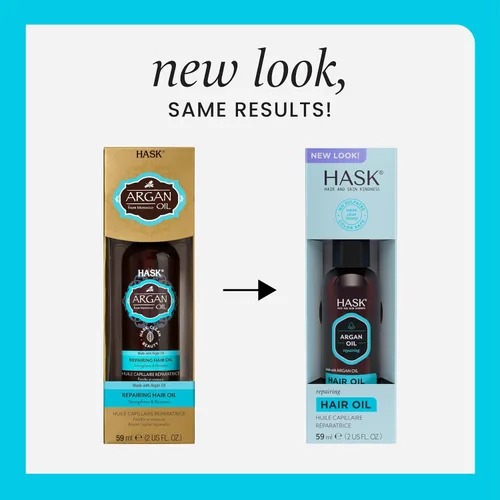 Vista 2 de HASK ARGAN - Viales reparadores de aceite para el cabello para controlar el brillo y el encrespamiento para todo tipo de cabello, seguro