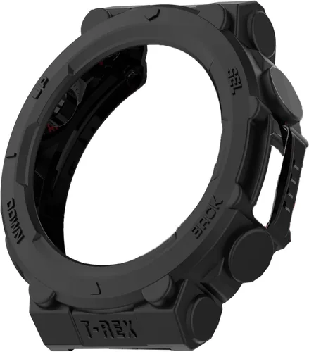 Vista 5 de Lamshaw - Protector de pantalla compatible con Amazfit T-Rex 2 con funda, película de vidrio templado de cobertura completa + funda protectora de 2