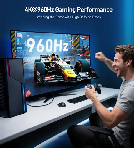 Vista 3 de Cable Matters [Certificado VESA] Cable DisplayPort 2.1 de 80Gbps - 3.3 pies / 1m, Cable DP80 con 16K 60Hz, 8K 240Hz, 4K 240Hz, FreeSync, G-SYNC