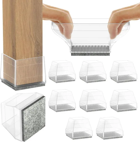 Vista 12 de Protectores rectangulares para patas de silla para pisos de madera dura, 16 piezas de fundas de silicona para proteger pisos de baldosas de madera