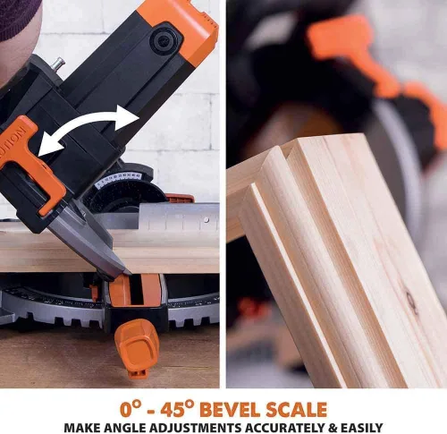 Vista 5 de Evolution Power Tools R255SMS - Sierra ingletadora deslizante de 10 pulgadas, multimaterial, multiusos, corta metal, plástico, madera y más
