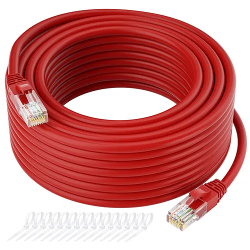 Vista 11 de Cable Ethernet Cat5e de 300 pies, cable largo de Internet Cat 5e, cable de conexión sin enganches blanco, flexible, red, LAN, PoE, conector RJ45