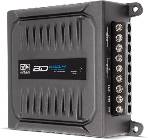 Banda Audioparts BD800.42OHM 800 Watts 4 Canal 2 Ohm Amplificador De Audio De Coche De Gama Completa 4 x 200 Watt Rms 4 Ohms Puente - Negro