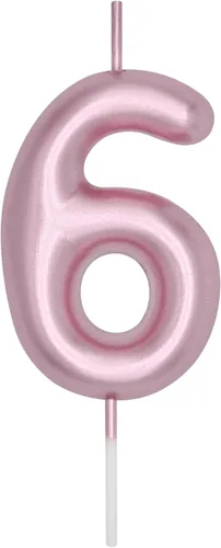 Vista 180 de DERVENTA Vela con números de 2.36 pulgadas, decoración perfecta para cumpleaños, brunch, postre, pastel, 1 pieza (número 0 rosa)