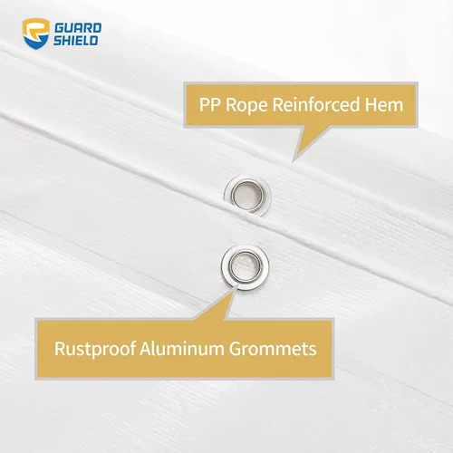 Vista 4 de GUARD SHIELD Lona resistente de 10 x 20 pies, cubierta de lona de polietileno blanca impermeable, gruesa, multiusos, de 2564 pulgadas