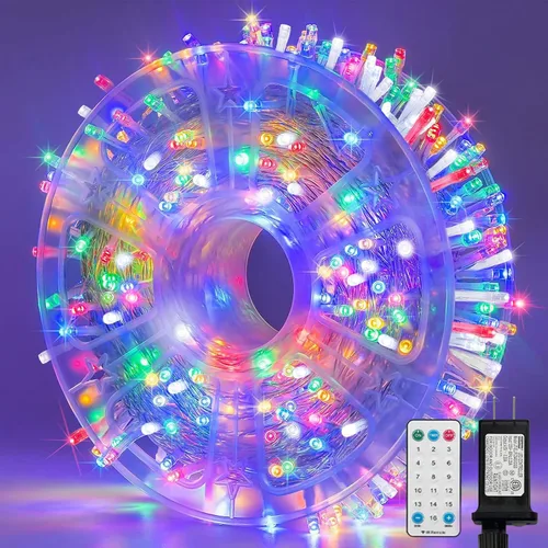 Vista 66 de Guirnalda de 100 luces LED de Pascua de 33 pies enchufables, multicolor pastel, 16 modos de luces parpadeantes, guirnalda de luces impermeables