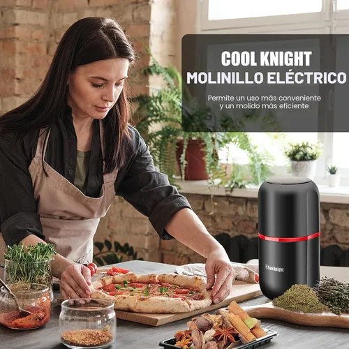 Vista 2 de COOL KNIGHT Molinillo de hierbas [gran capacidad/rápido/eléctrico] - Molinillo de café de hierbas para especias con colector de polen/- 7.5" (negro)