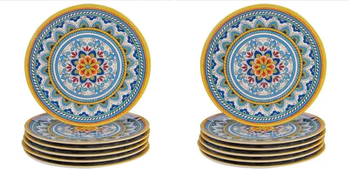 Vista 5 de Certified International Portofino - Plato llano de melamina de 11 pulgadas, multicolor, grande, juego de 6