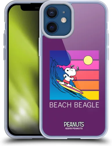 Vista 104 de Head Case Designs Funda de gel suave con licencia oficial de Peanuts Tropical Surf Snoopy Aloha Disco compatible con Apple iPhone 13 Mini