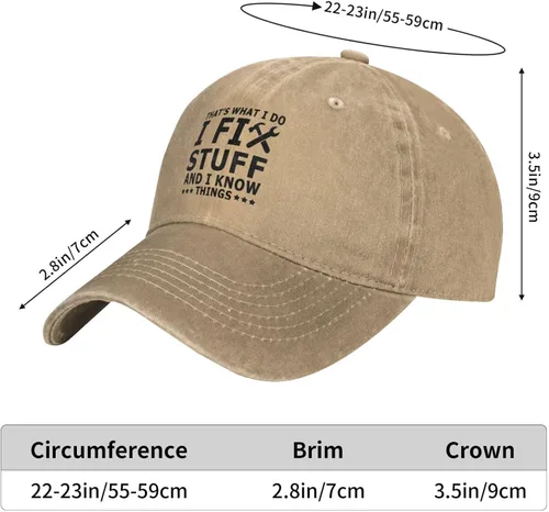 Vista 4 de I Fix Stuff and I Know Things Sombrero para hombres I Fix Stuff Hat Cool Stuff Hat para hombres divertido