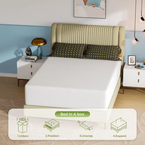 Vista 87 de PayLessHere Colchón matrimonial de espuma viscoelástica de gel de 12 pulgadas con tela suave transpirable y lavable, funda con cremallera, colchón