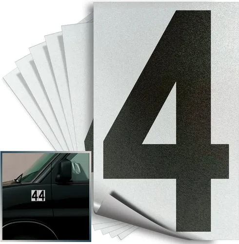 Vista 86 de iSYFIX Calcomanías de vinilo negro número 0 (Zero) – Paquete de 6 calcomanías de 1.5 pulgadas – Calcomanías de alta calidad, fondo reflectante