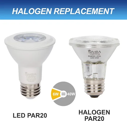 Vista 4 de Simba Lighting Bombilla LED PAR20 de 6 W 38 grados regulable (paquete de 6 unidades) para lata empotrada de interior, campana extractora y exterior