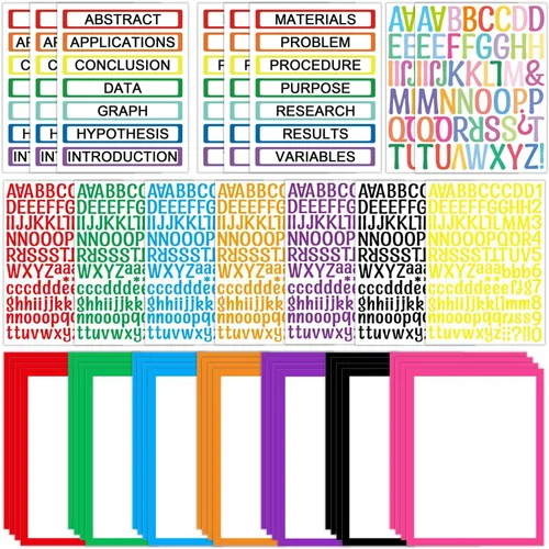 43 Hojas Coloridas Suministros de Tablero de Feria Científica Adhesivos de Presentación Subtítulos Científicos Títulos de Proyecto de Feria