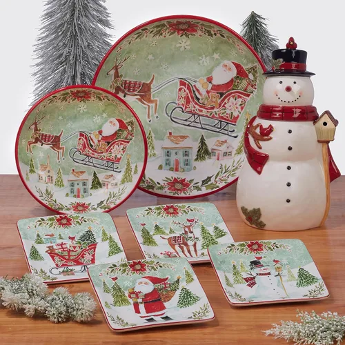 Vista 7 de Certified International Joy of Christmas - Juego de vajilla de 16 piezas, servicio para 4