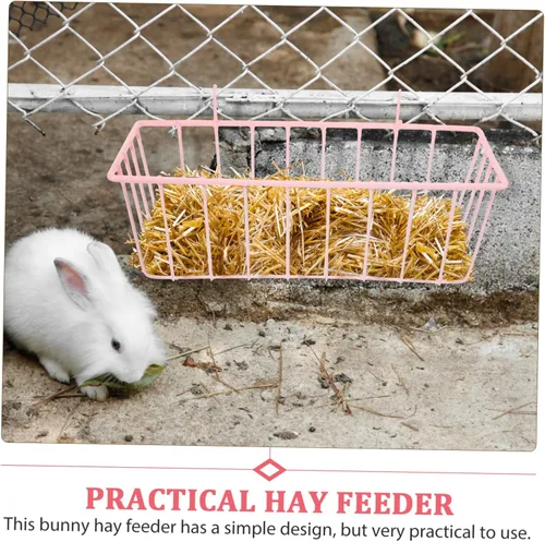 Vista 8 de Accesorios para hámster de cobayas, estante para conejo, conejo, conejo, rosa, hierro forjado, cesta colgante, accesorios para conejillos de indias