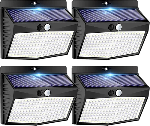 Vista 9 de Luces solares al aire libre, [138 LED/15 paquetes] Luces de pared con sensor de movimiento y seguridad solares con 3 modos de iluminación. Luces