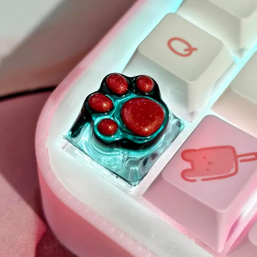 Vista 13 de 4 teclas de pegamento por goteo, lindas teclas de retroiluminación de garra de gato, teclas de flecha de bricolaje WASD, repuesto para teclado