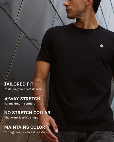 Vista 3 de INTO THE AM Mens T Shirt with Logo - Short Sleeve Crew Neck Soft Fitted Tees S - 4XL Fresh Classic Basic Tshirts