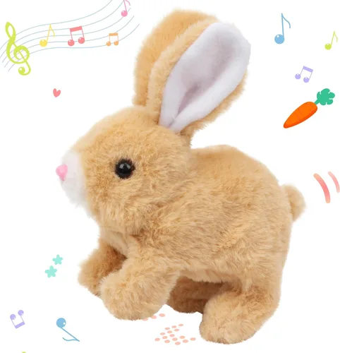 Hopearl - Conejo saltarín, juguete interactivo electrónico de peluche con sonidos y movimientos, orejas que se mueven y nariz que se mueve, regalo