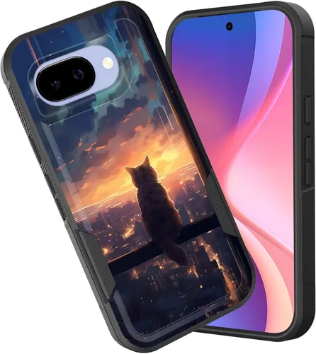Vista 73 de Funda para Pixel 7a, funda protectora híbrida de doble capa resistente a prueba de golpes de policarbonato duro de silicona suave TPU para Google