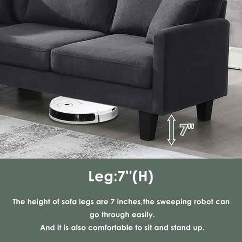 Vista 104 de Sofá modular en forma de L de 100.7 pulgadas con otomana extraíble, modernos sofás de 3 plazas con dos reposabrazos y patas de metal, cómoda tela