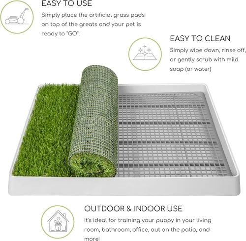 Vista 4 de SunTurf Almohadilla de césped para perros con bandeja, caja de arena para perros, orinal para entrenamiento de orina de cachorro, sistema