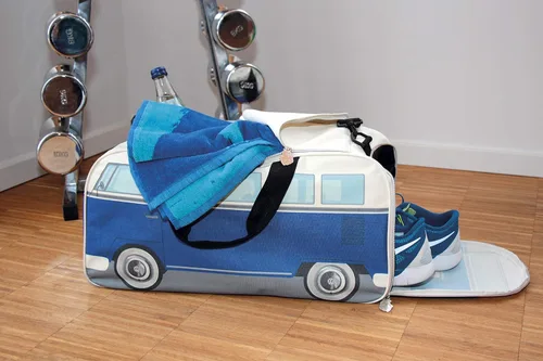 Vista 21 de BRISA VW Collection - Volkswagen Samba Bus T1 Camper Van Sport, gimnasio, bolsa de viaje, bolsa de lona con compartimento para zapatos y artículos