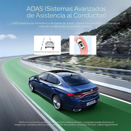 Vista 3 de AZDOME M01 Dual Dash Cam frontal y trasera con tarjeta gratuita de 64 GB, cámara de tablero dual de pantalla de 3" para automóvil, G-Sensor ADAS