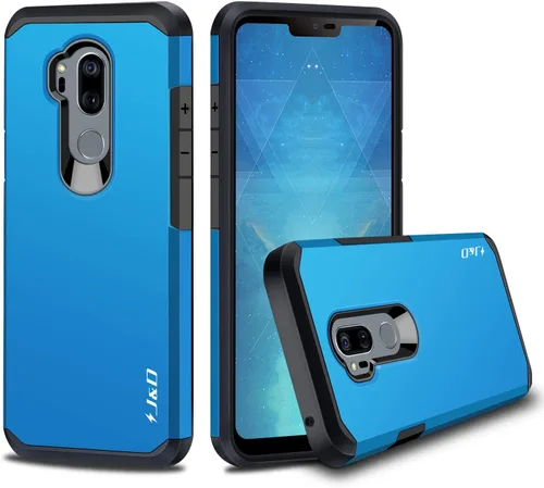 Vista 9 de J&D Funda protectora resistente de doble capa híbrida a prueba de golpes para LG G7 ThinQ, funda protectora resistente, color negro