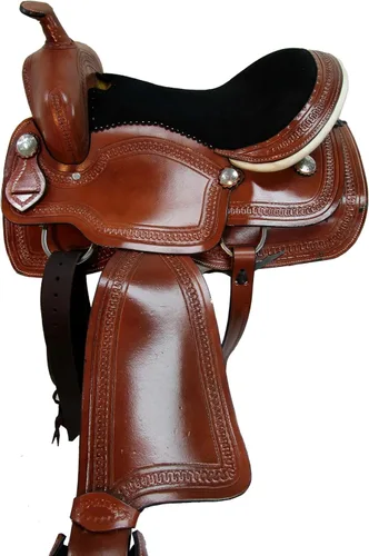 Vista 5 de Western Saddle Barril Racing Caballo Placer Floral Tooled Cuero Trail Tack Cowboy Rodeo Set 15 16 17 18