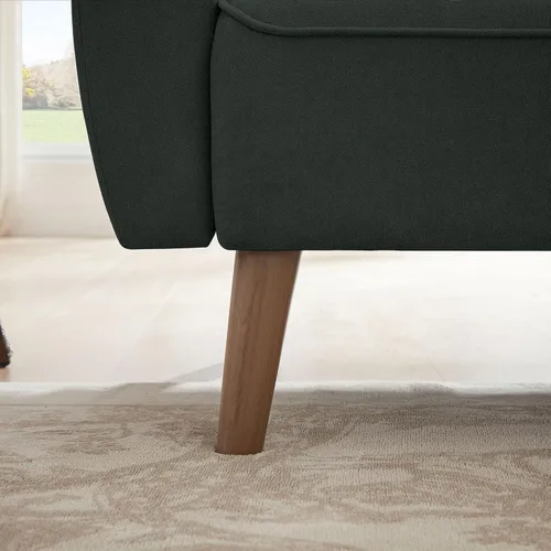 Vista 5 de Sofá de dos plazas con dos cojines, sofá estilo loveseat moderno de mediados de siglo para sala de estar, tela de lino, 48" (Negro)