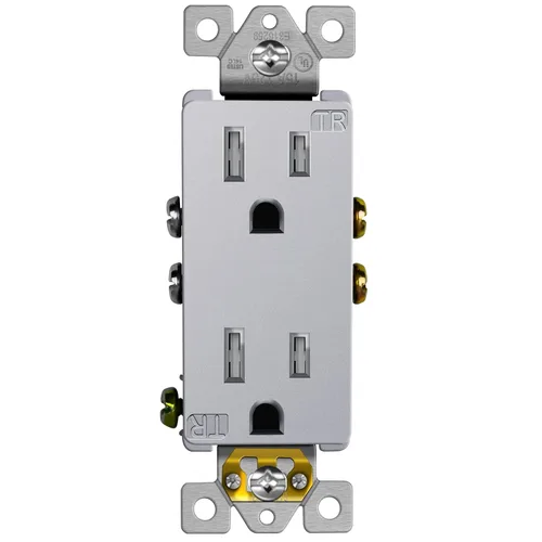 Vista 17 de ENERLITES, Silver Elite Series - Toma de corriente decorativa para niños, resistente a manipulaciones, autoconectable, 2 polos, grado residencial