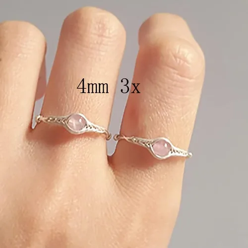 Vista 2 de Genuine Rose quartz ring sterling silver rings for women chakra healing crystals handmade by GRB ROY
