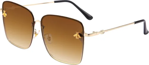 Vista 6 de Dollger Lentes de sol cuadrados de gran tamaño para mujer, lentes de sol de moda, montura grande, lentes degradados, protección UV400 A1: negro