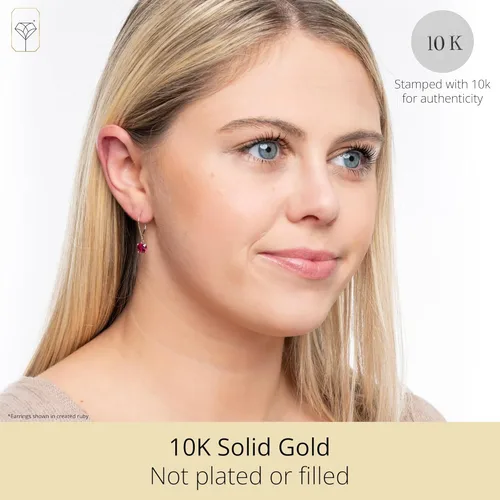 Vista 2 de 10k White Gold Princess Cut Birthstone Square Stud Earrings for Women